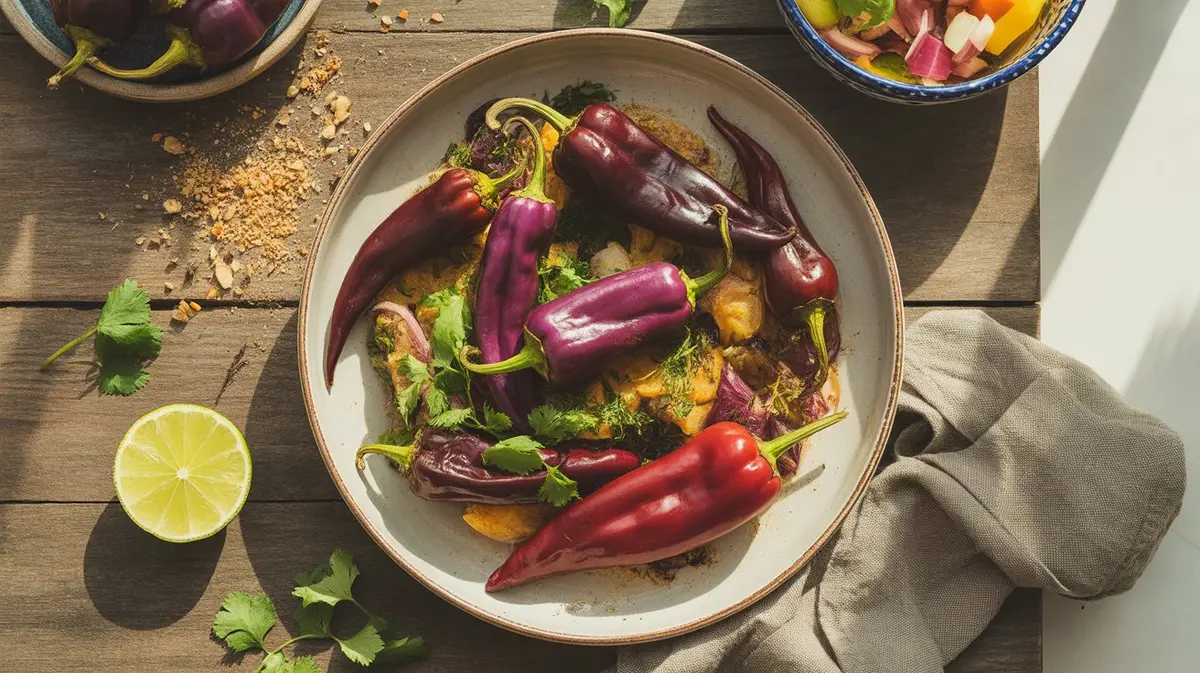 Fresh Buena Mulata peppers showing color, shape and texture