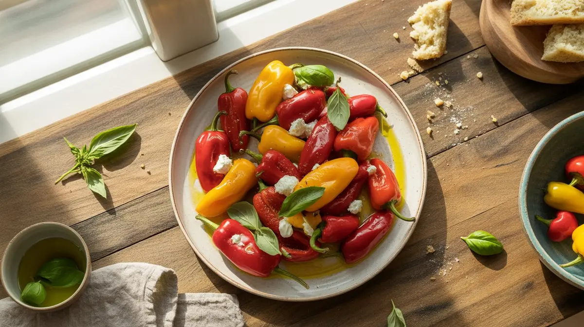 Fresh Cherry Pepper peppers showing color, shape and texture