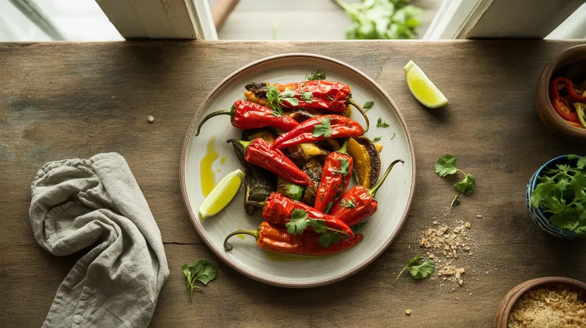 Fresh Choricero Pepper peppers showing color, shape and texture