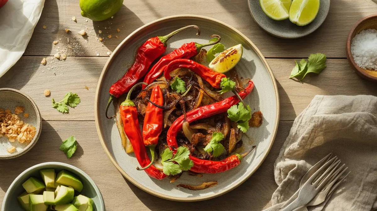 Fresh Ghost Pepper peppers showing color, shape and texture