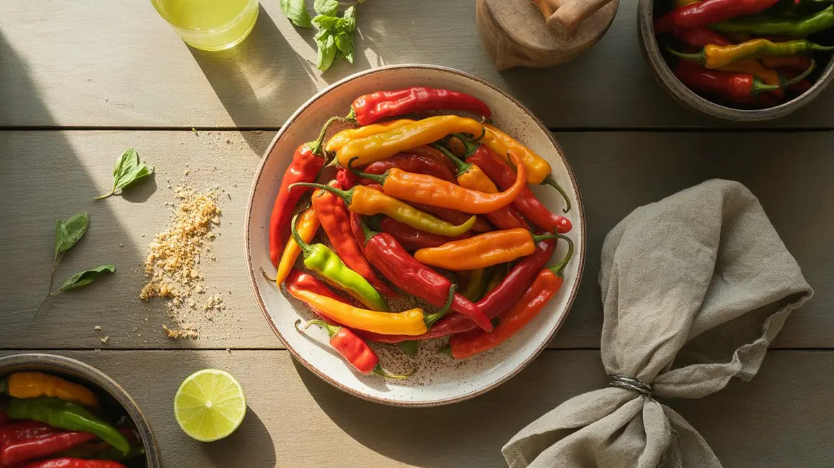 Fresh Jwala Pepper peppers showing color, shape and texture