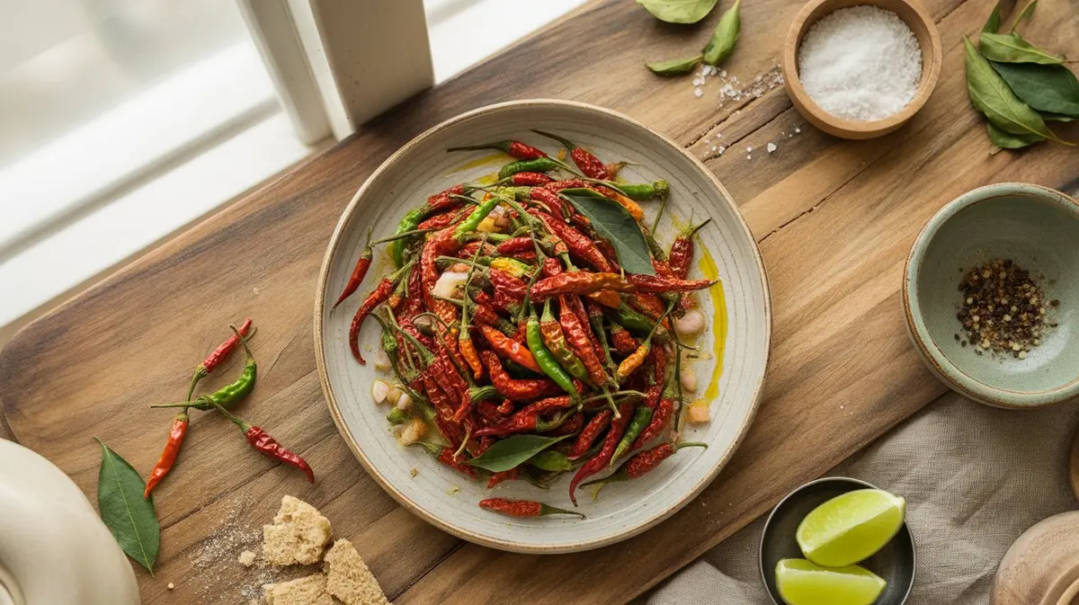 Fresh Kanthari Chili peppers showing color, shape and texture