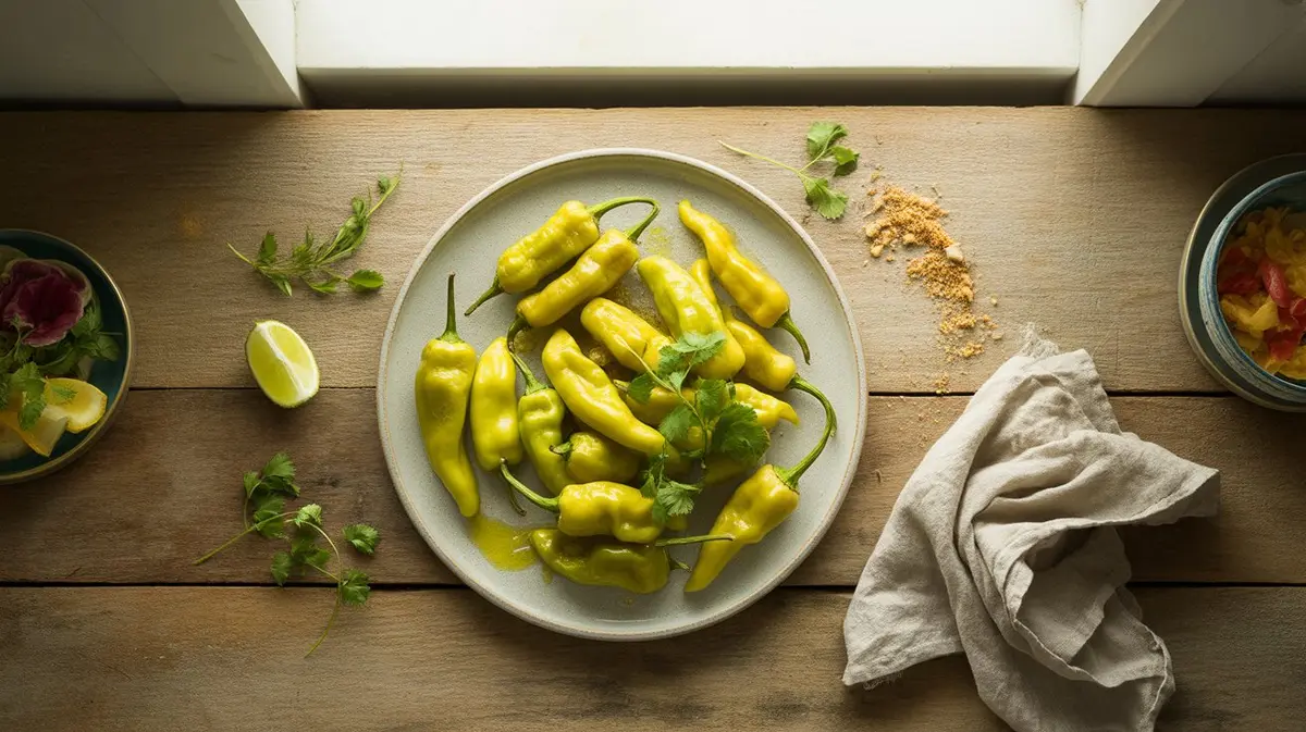 Fresh Lemon Drop peppers showing color, shape and texture