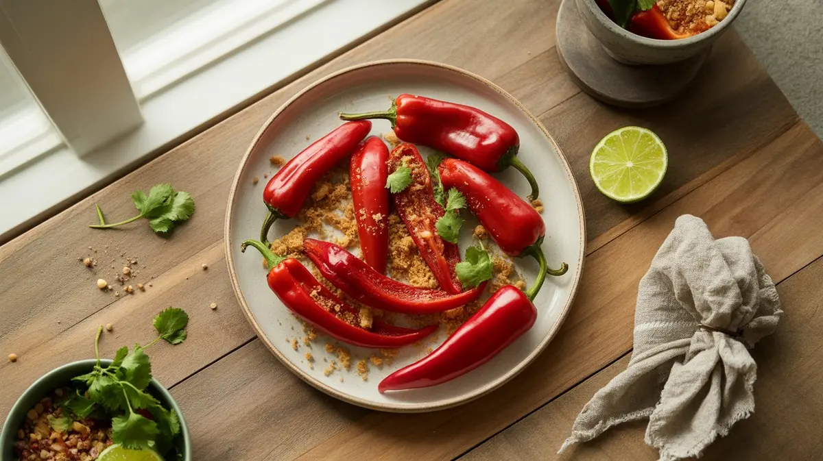 Fresh Lipstick Pepper peppers showing color, shape and texture