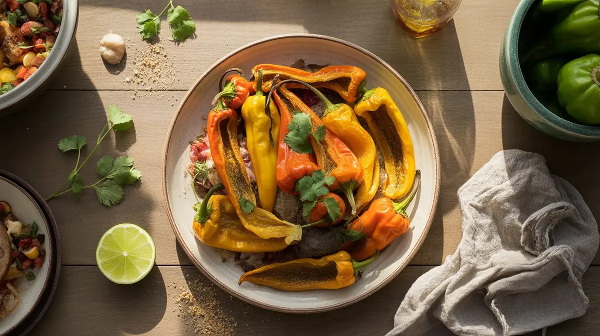 Fresh Manzano Pepper peppers showing color, shape and texture