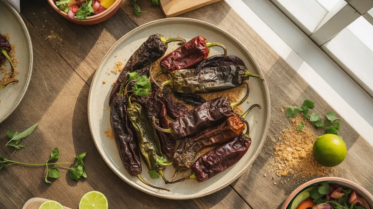 Fresh Mulato Pepper peppers showing color, shape and texture