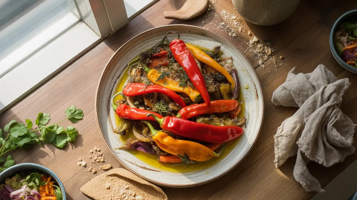 Fresh Nagabon peppers showing color, shape and texture
