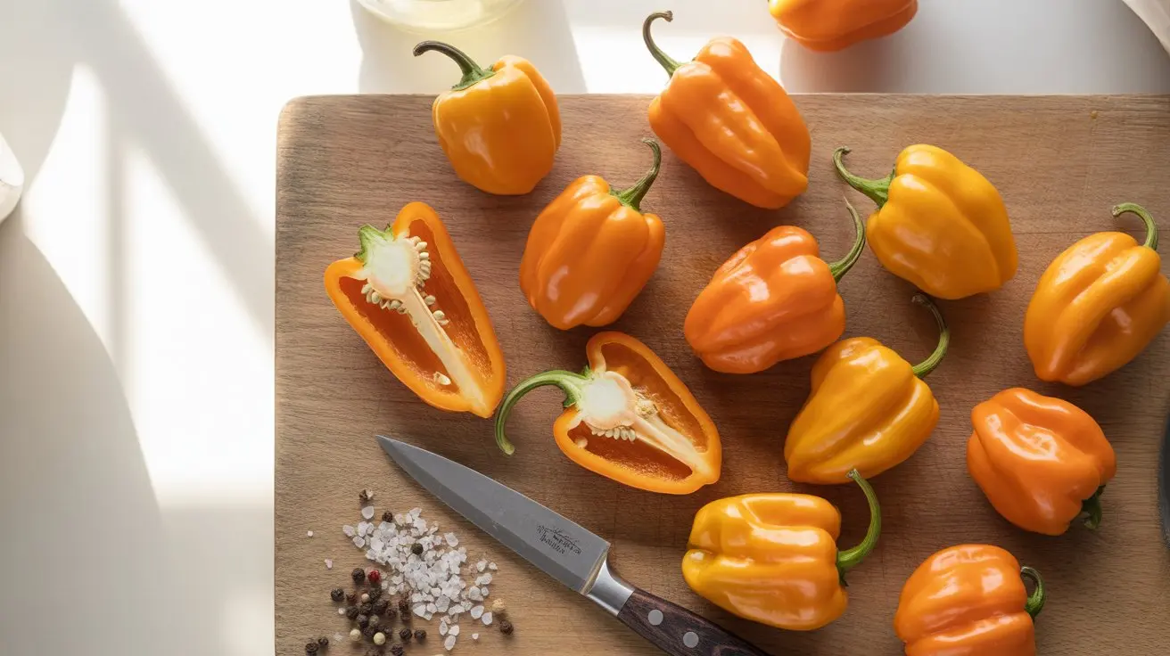 Orange Habanero pepper - appearance, color and shape