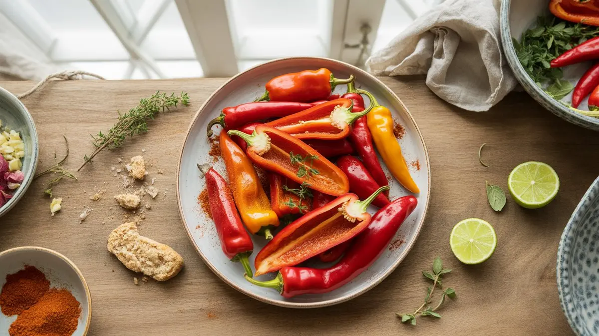 Fresh Paprika Pepper peppers showing color, shape and texture