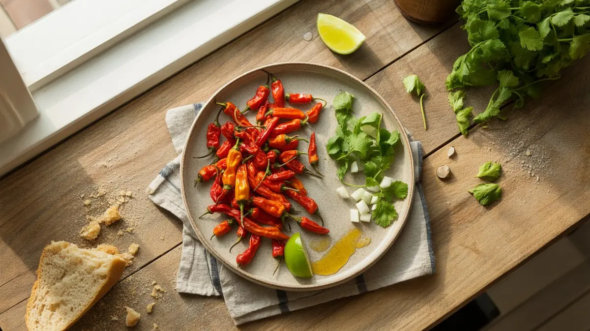 Fresh Piquin Pepper peppers showing color, shape and texture