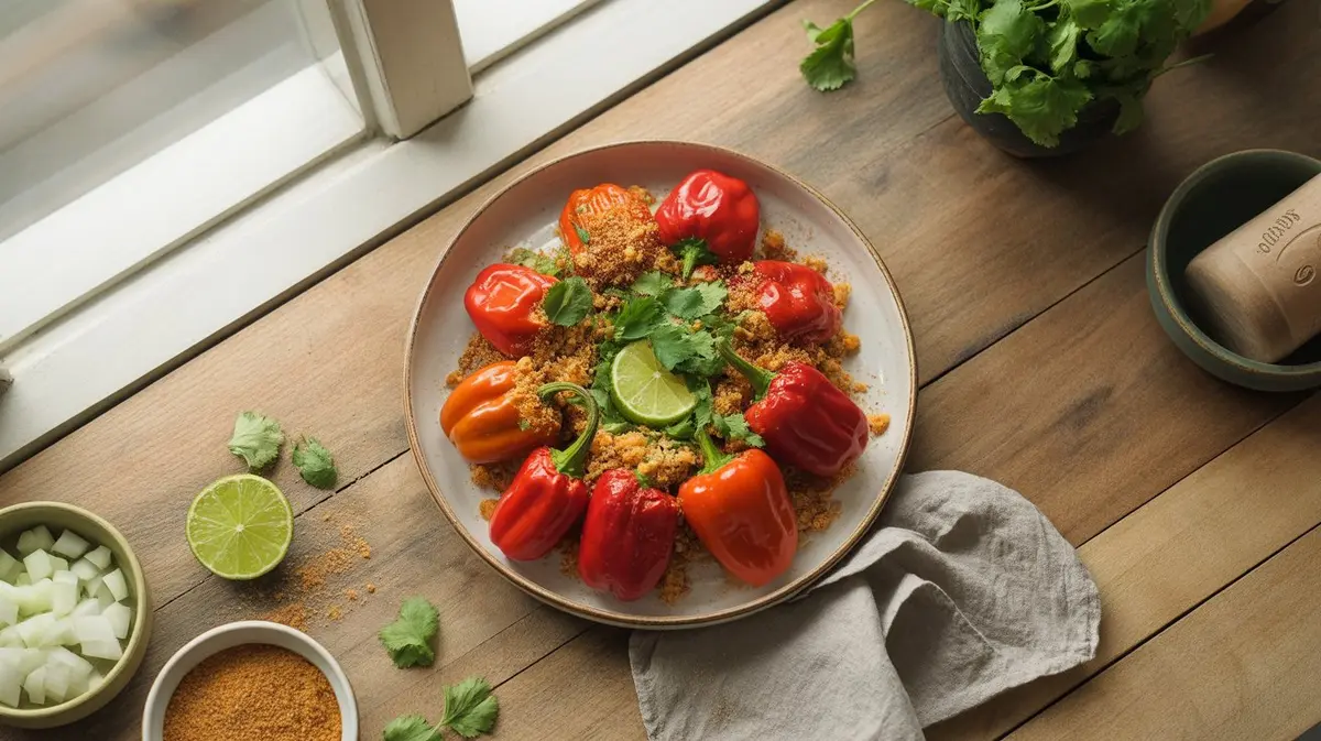 Fresh Rocoto peppers showing color, shape and texture