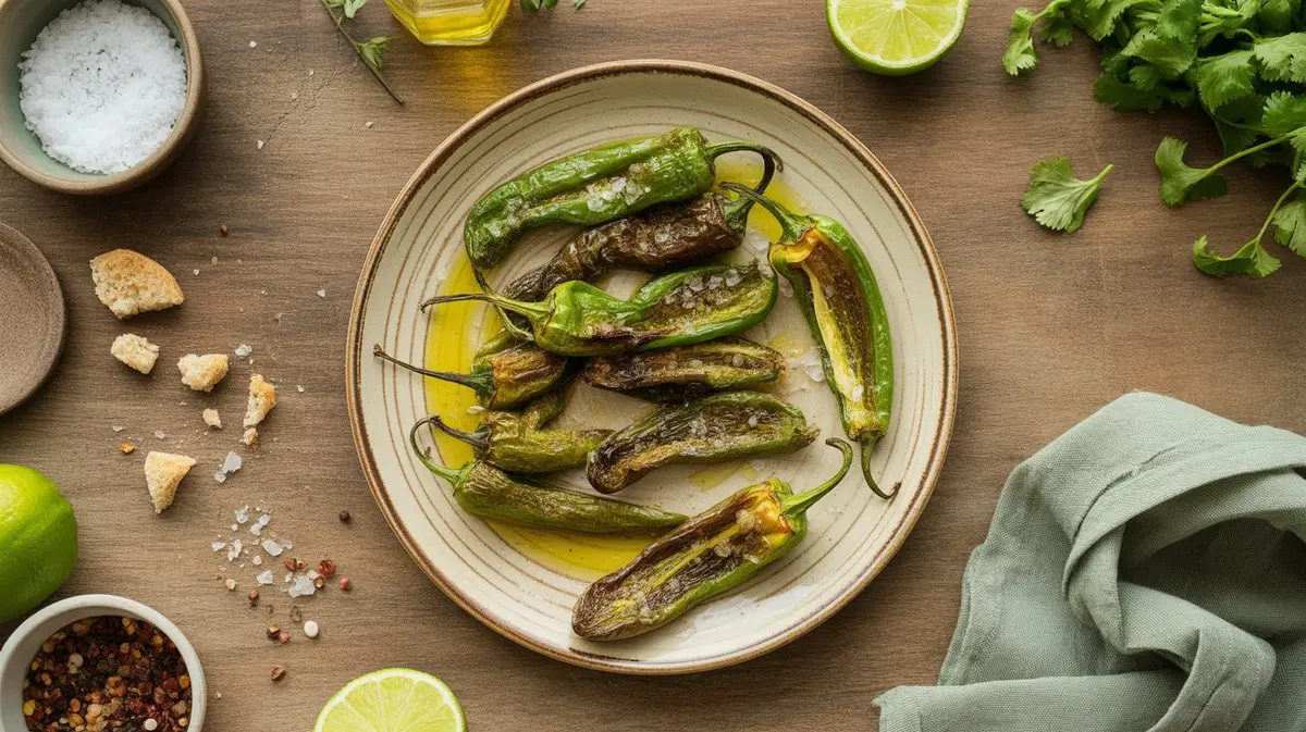 Fresh Shishito Pepper peppers showing color, shape and texture