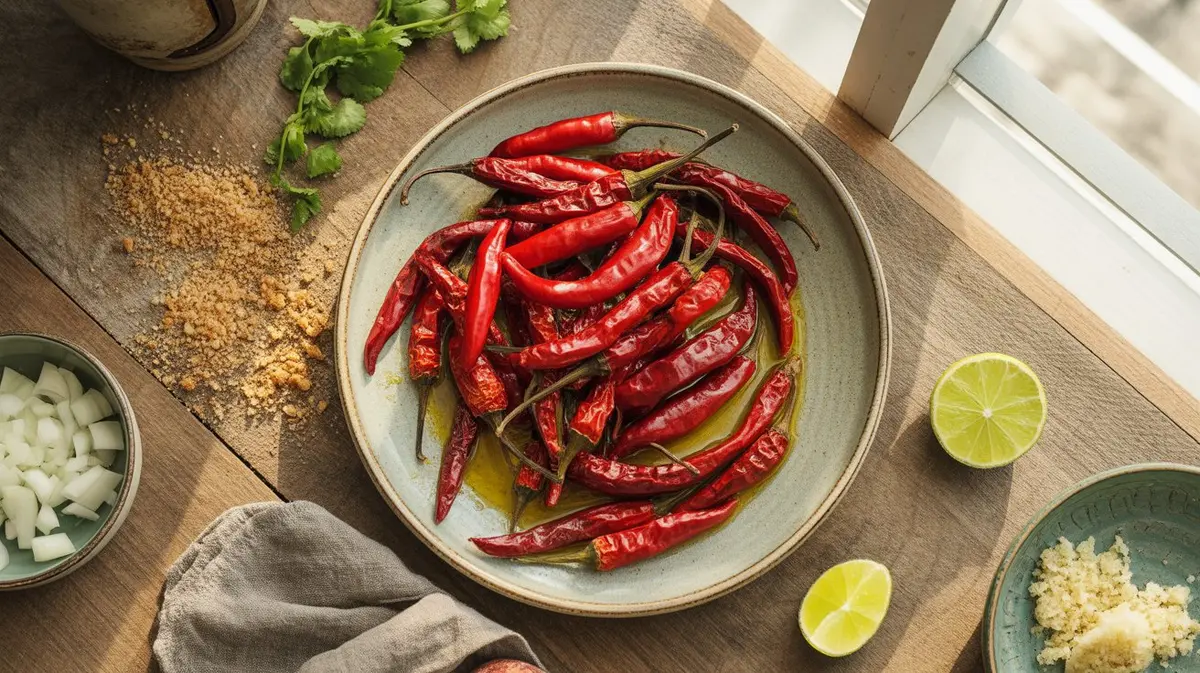 Fresh Teja Chili peppers showing color, shape and texture