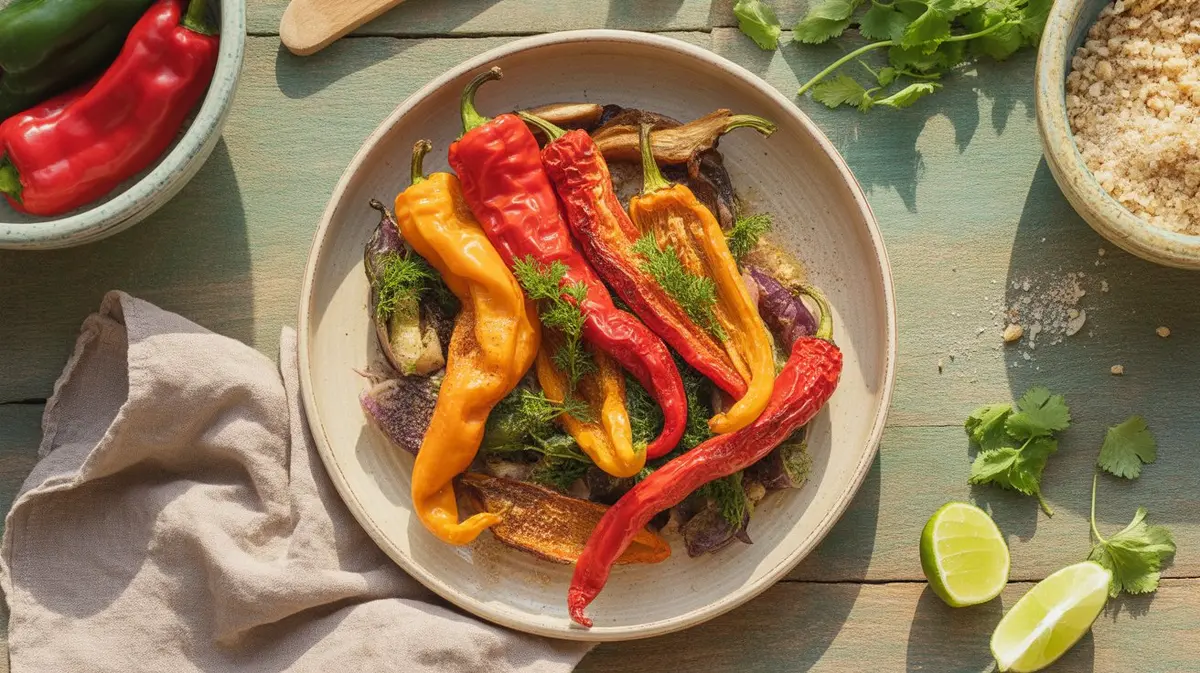 Fresh  peppers showing color, shape and texture