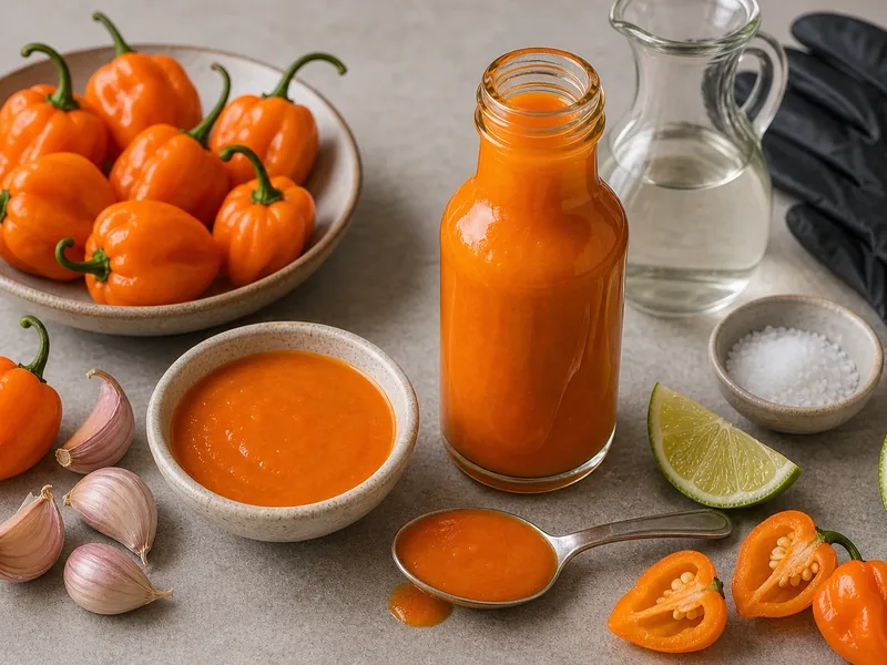 Basic Habanero Hot Sauce finished texture and serving consistency