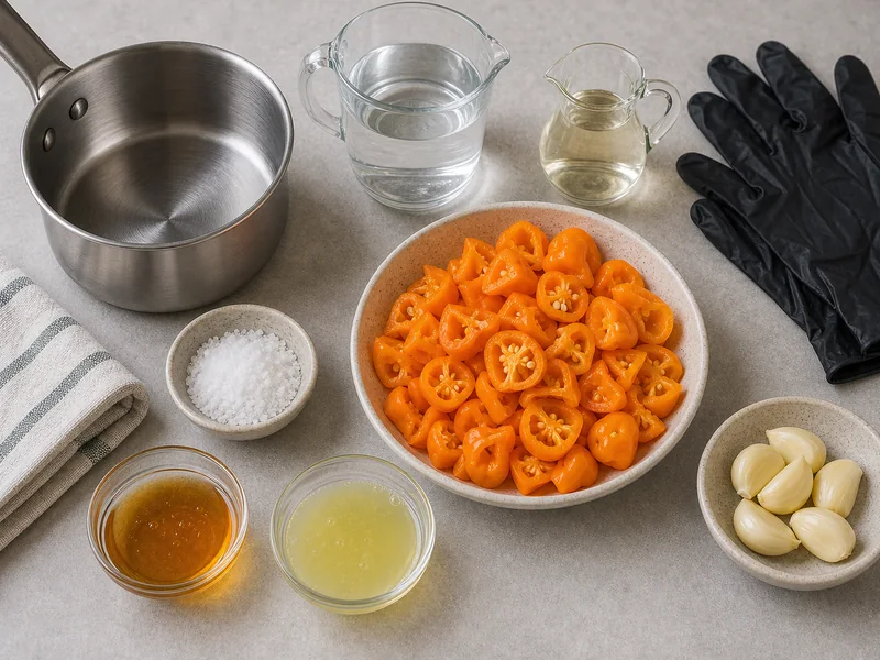Basic Habanero Hot Sauce preparation and ingredients