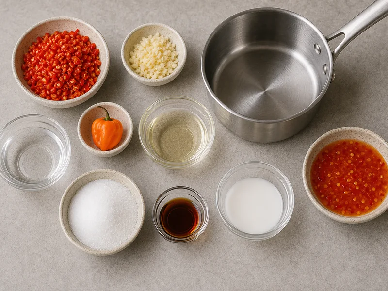Extra Spicy Sweet Chili Sauce preparation and ingredients