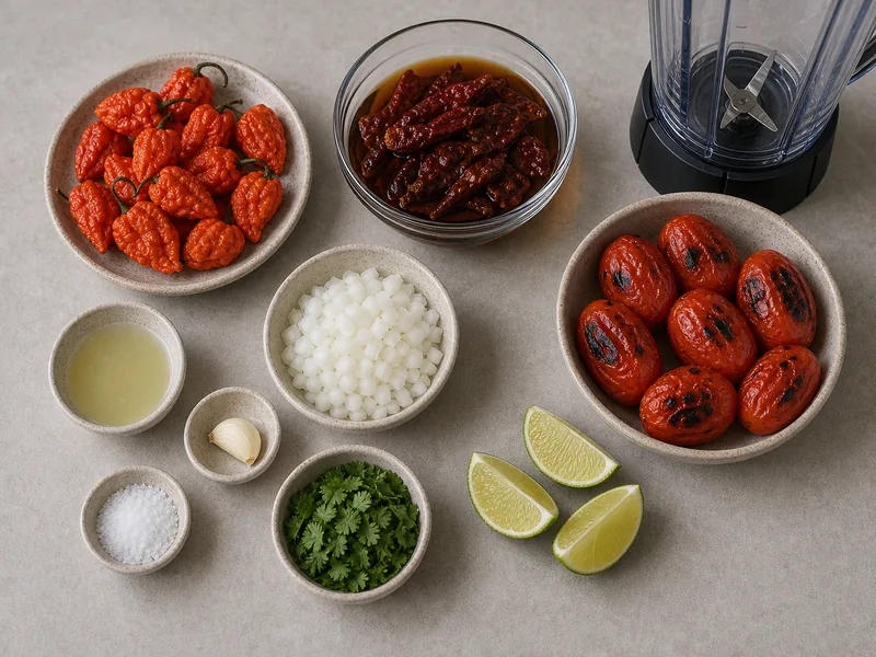 Ghost Pepper Salsa preparation and ingredients
