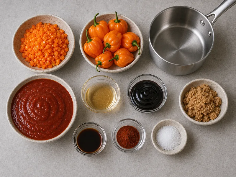 Habanero Bbq Sauce preparation and ingredients