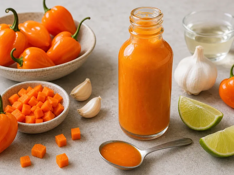 Habanero Hot Sauce Recipe (Two Methods) finished texture and serving consistency