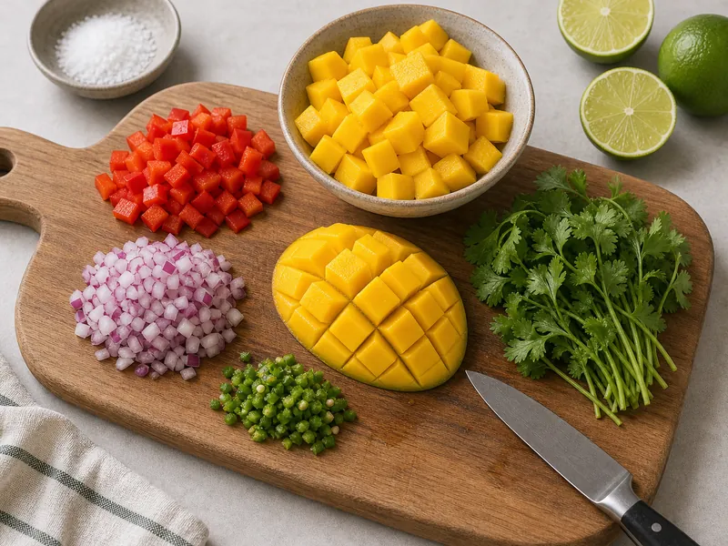 Mango Salsa Recipe (Sweet Heat Balance) preparation and ingredients