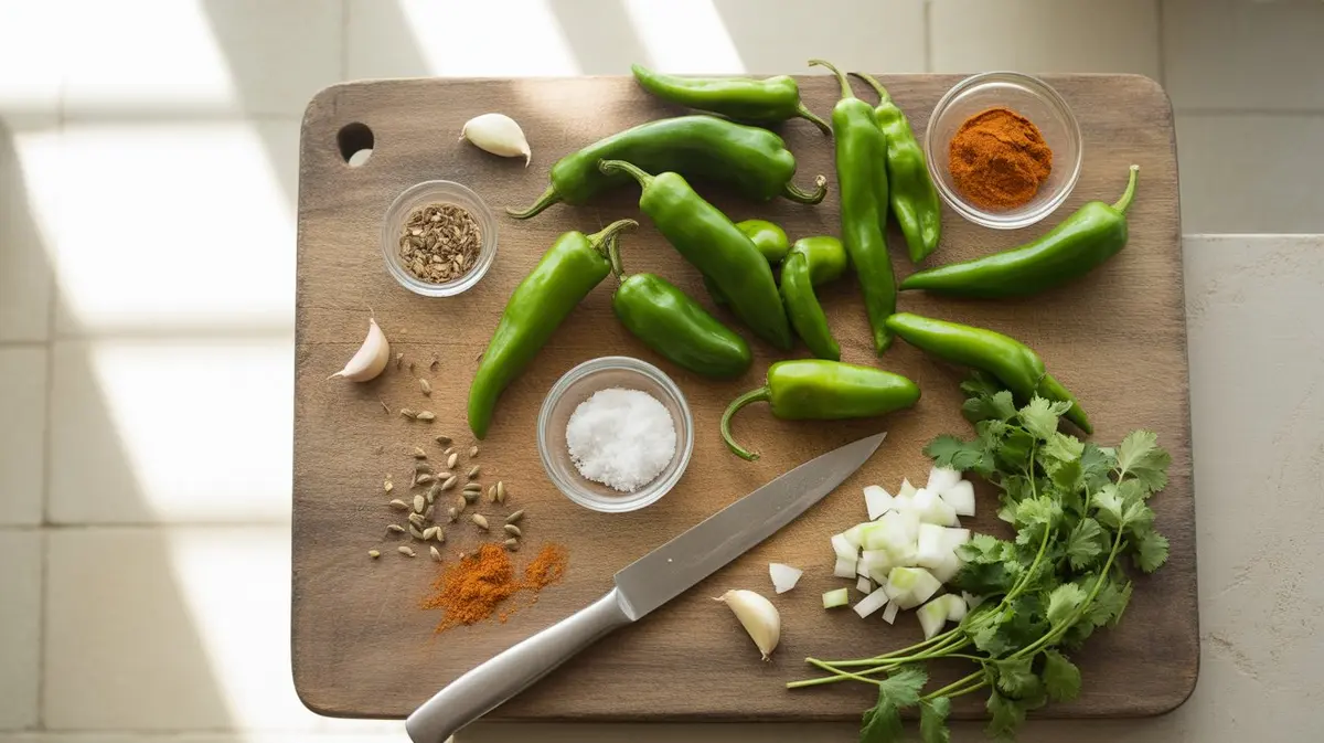 Roasted Hatch Chiles - preparation and ingredients