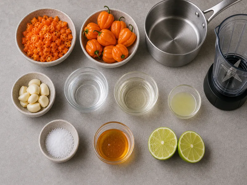 Scotch Bonnet Hot Sauce preparation and ingredients