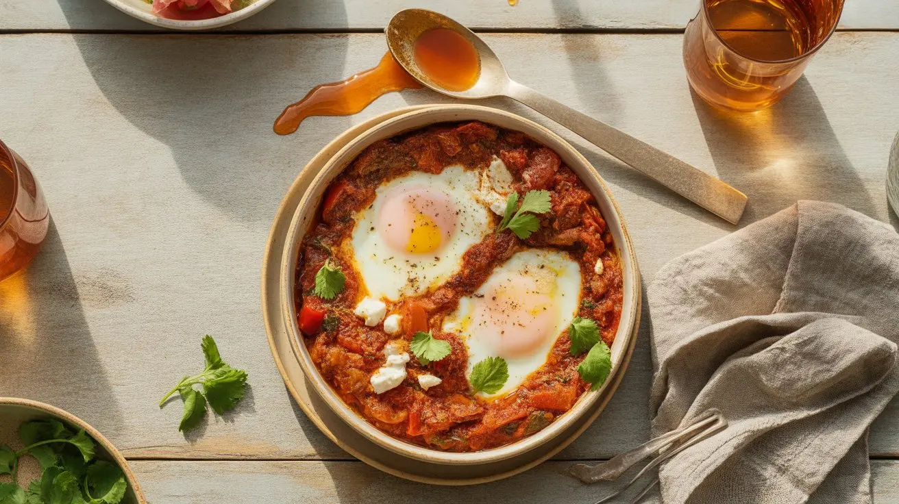 Shakshuka recipe - finished dish ready to serve