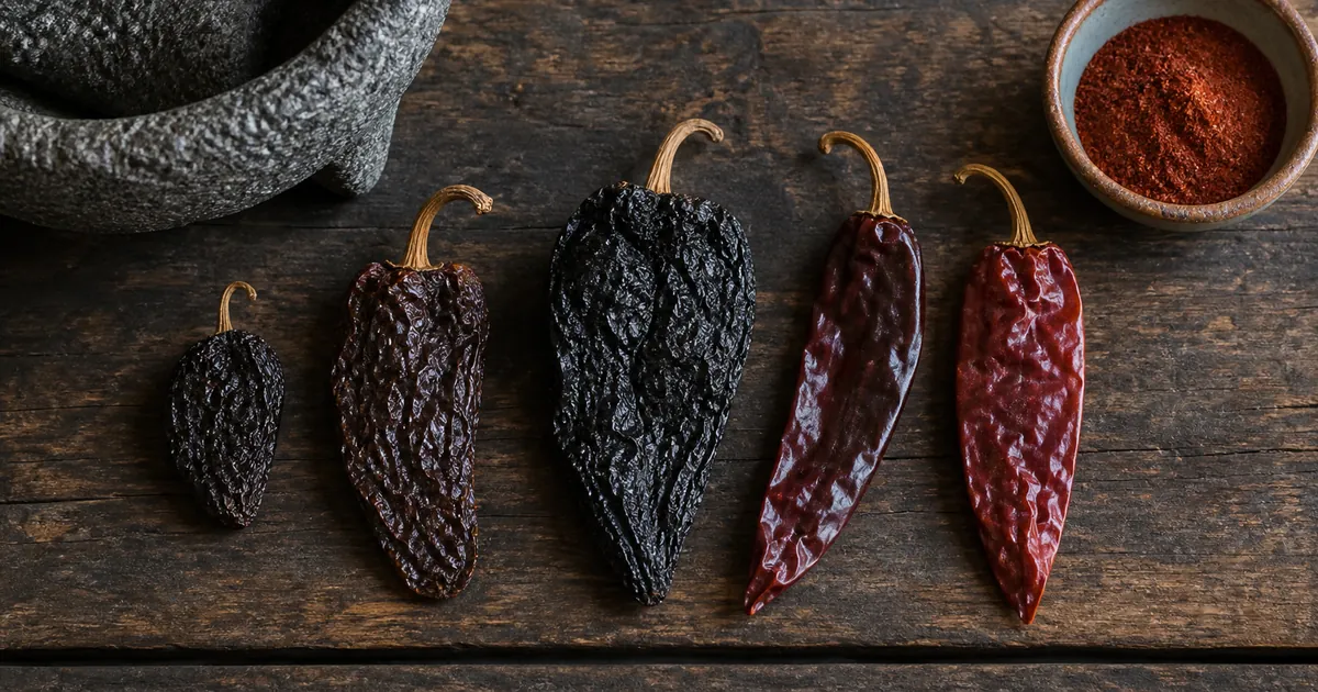 Morita chile beside smoky and fruity dried-pepper substitutes