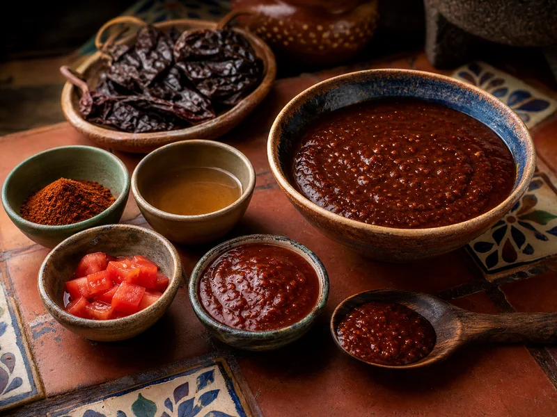 Morita salsa with small bowls for adjusting smoke, fruit, acidity, and body
